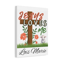 Cargar imagen en el visor de la galería, Jesus Loves Me Personalized Name Canvas