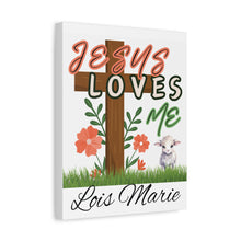 Cargar imagen en el visor de la galería, Jesus Loves Me Personalized Name Canvas