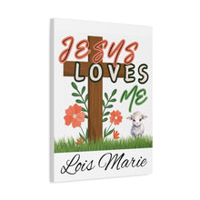Cargar imagen en el visor de la galería, Jesus Loves Me Personalized Name Canvas