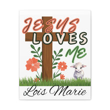 Cargar imagen en el visor de la galería, Jesus Loves Me Personalized Name Canvas