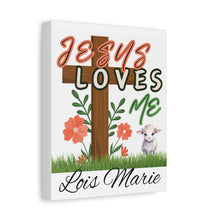 Cargar imagen en el visor de la galería, Jesus Loves Me Personalized Name Canvas