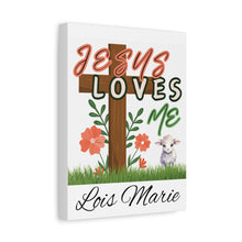 Cargar imagen en el visor de la galería, Jesus Loves Me Personalized Name Canvas
