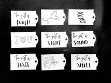 Load image into Gallery viewer, (DD) Valentines Gift Tags based on the 5 Senses - digital download
